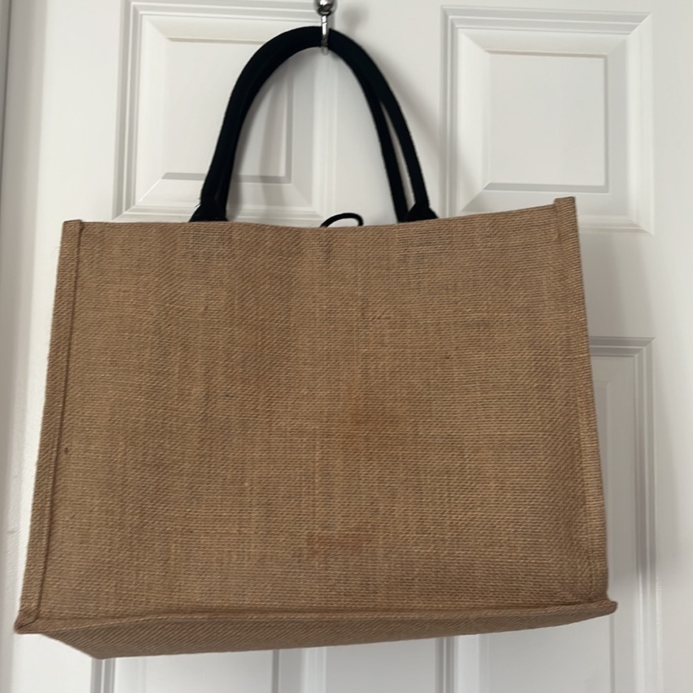 Burlap Beach Tote Bag - Picture 2 of 9
